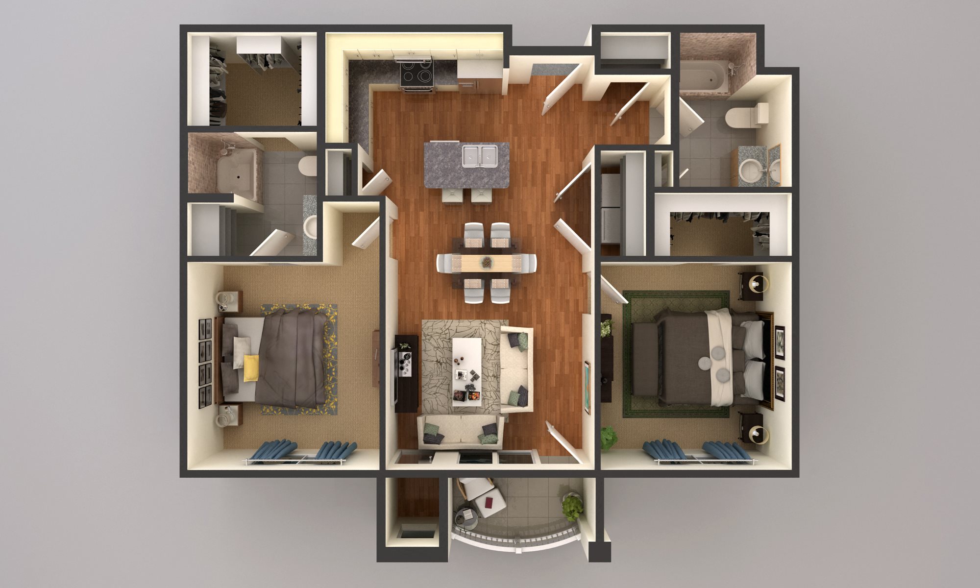 image of 2 bedroom floor plan